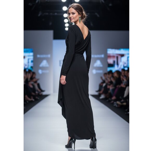 GIORGIO ARMANI Satin-jersey midi dress Size 40 IT, 4 US NEW - Picture 3 of 13